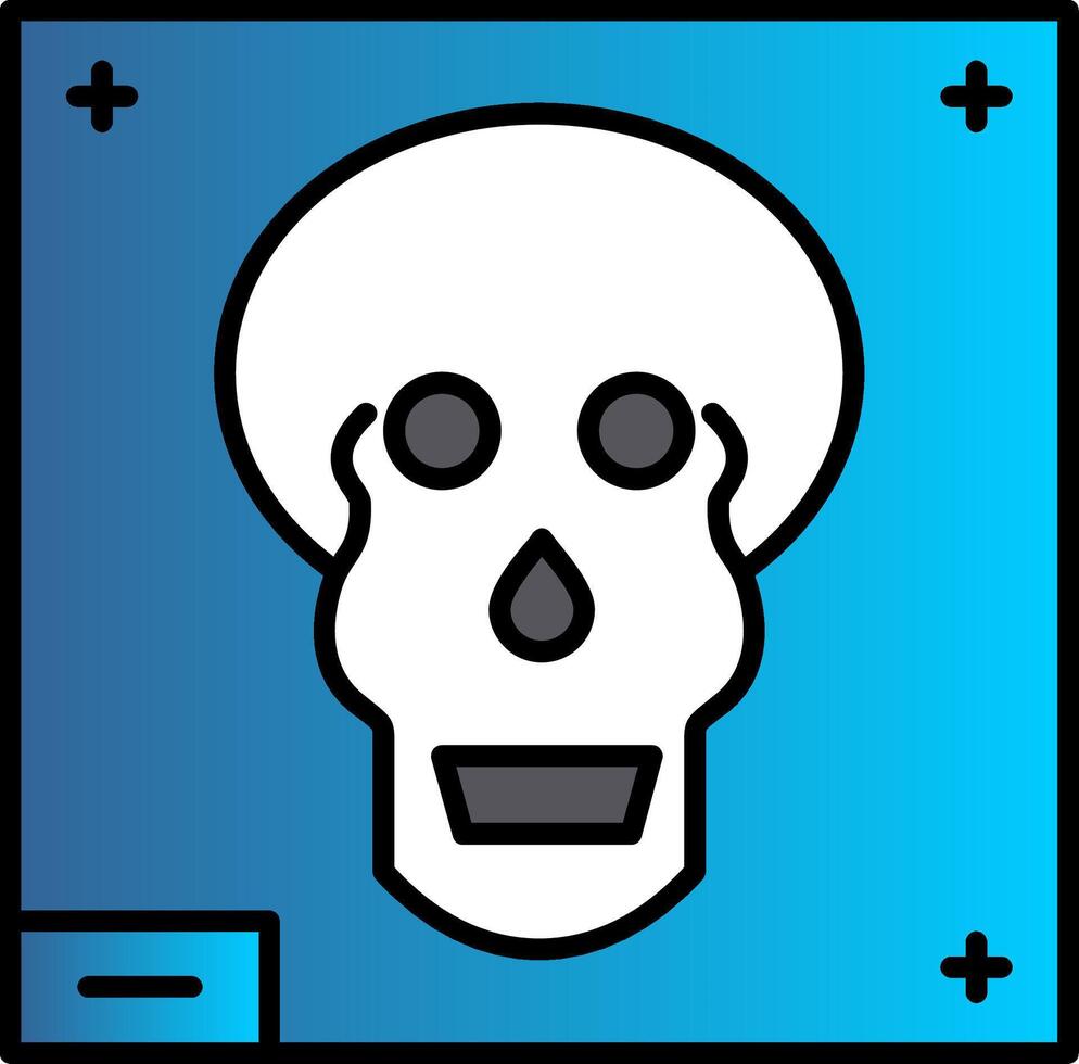 cranio X - raggio linea pieno pendenza icona vettore
