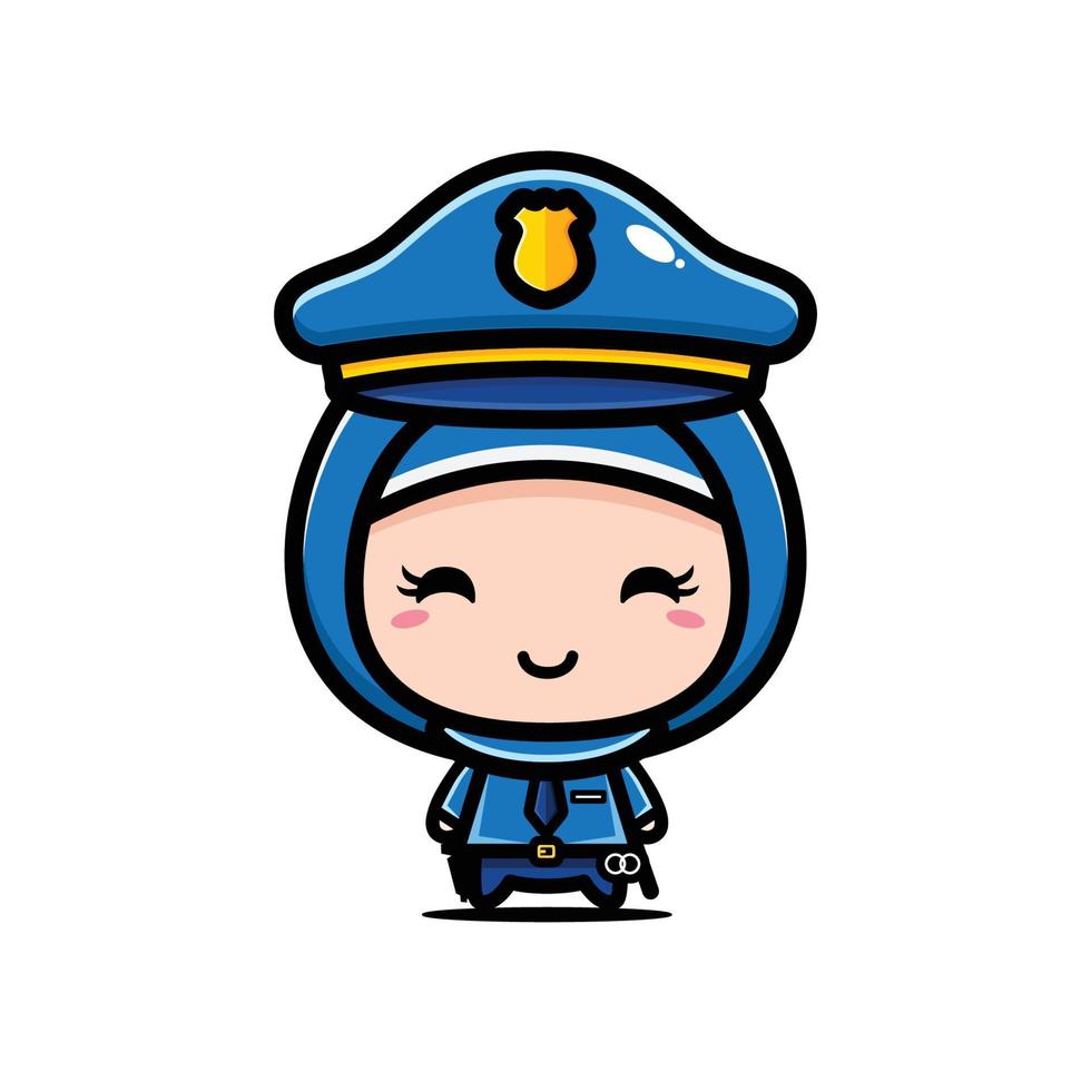 simpatico design del personaggio della polizia musulmana vettore