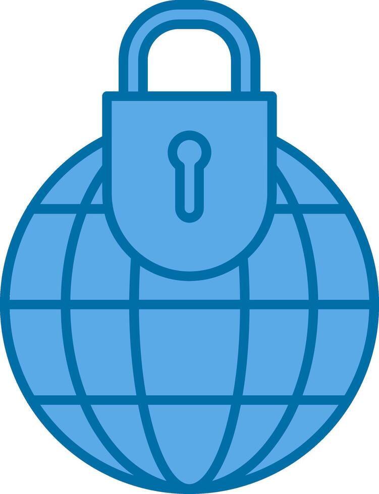 globale sicurezza pieno blu icona vettore