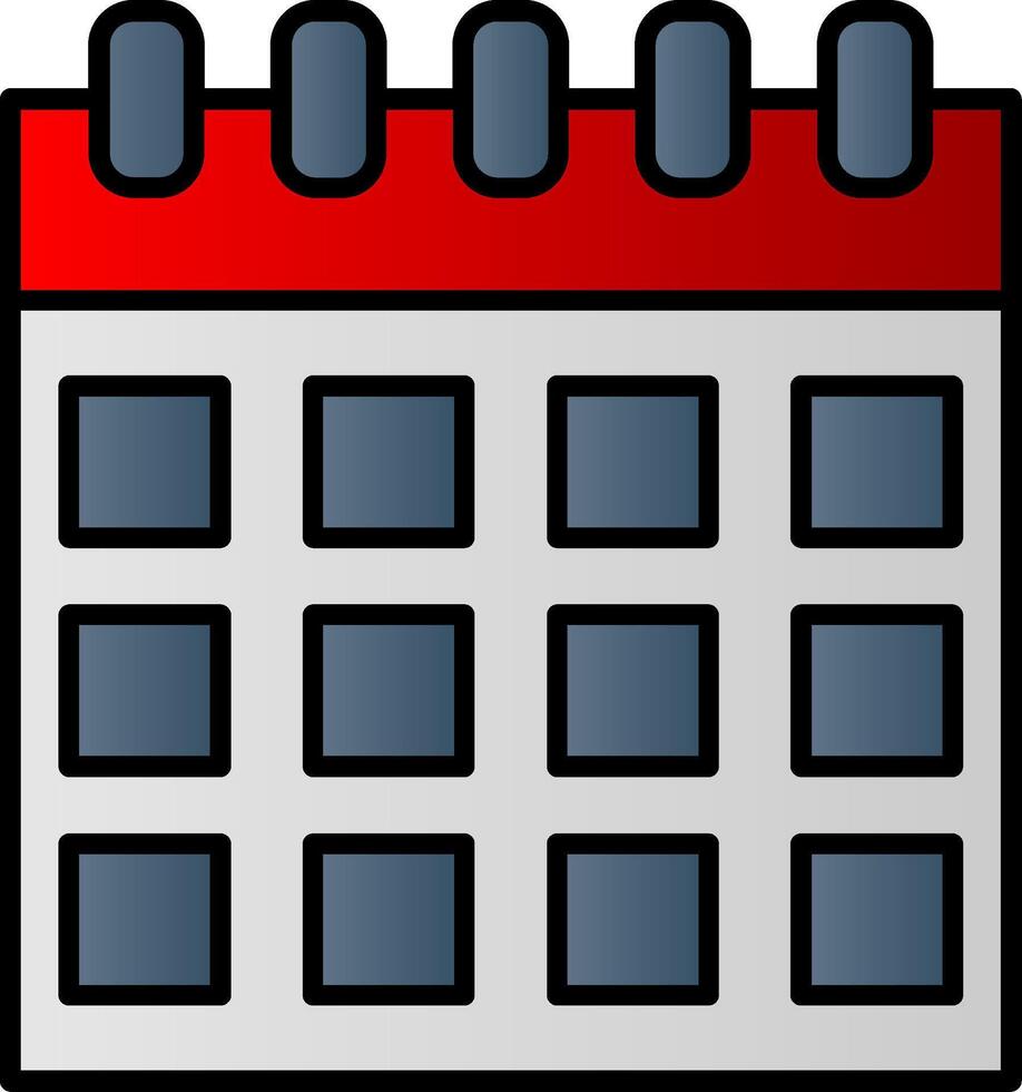 calendario linea pieno pendenza icona vettore