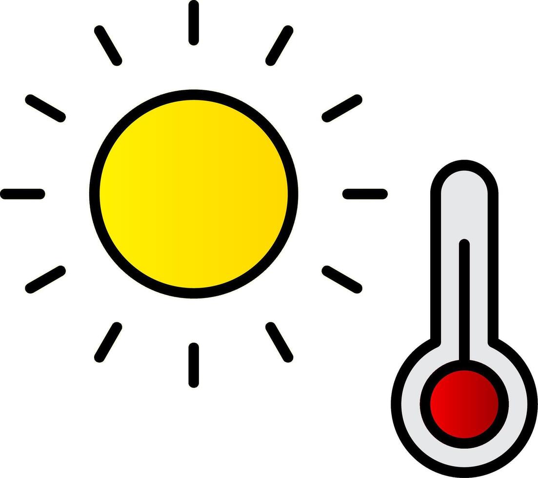 caldo linea pieno pendenza icona vettore