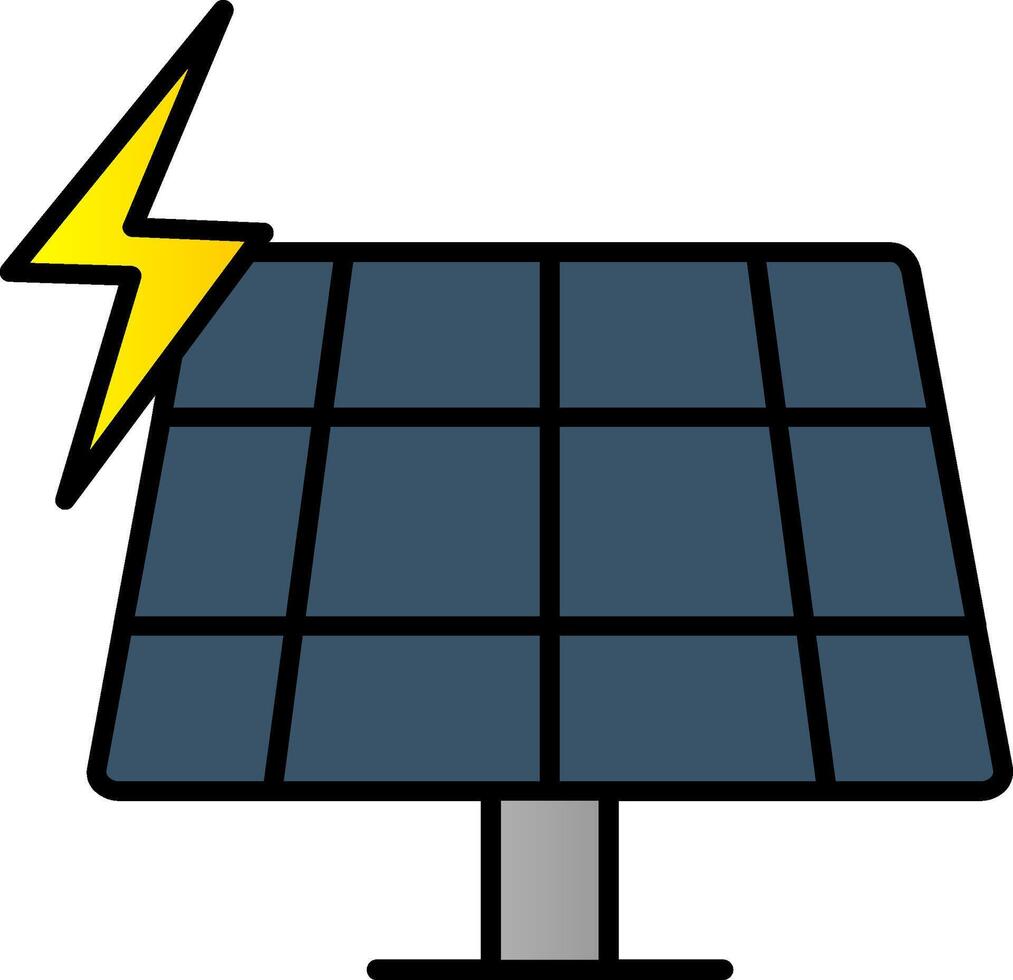 solare pannello linea pieno pendenza icona vettore