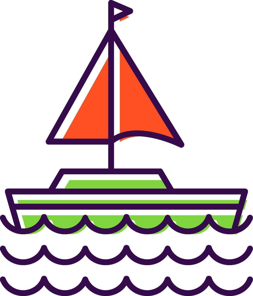vela barca pieno icona vettore