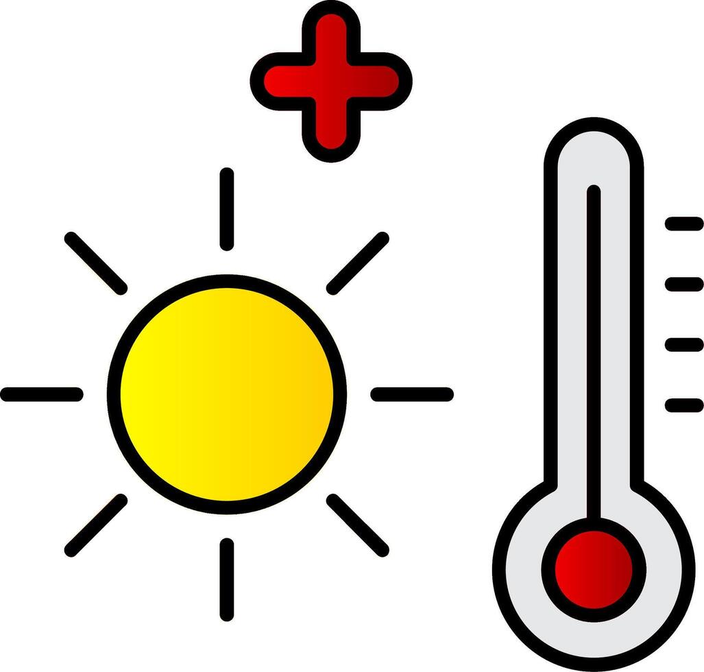 calore onda linea pieno pendenza icona vettore