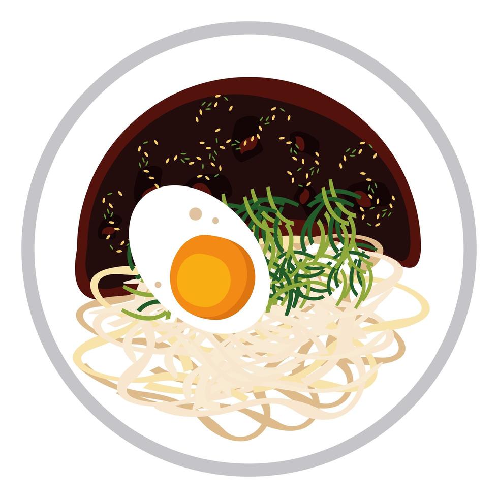 jajangmyeon delizioso piatto coreano vettore