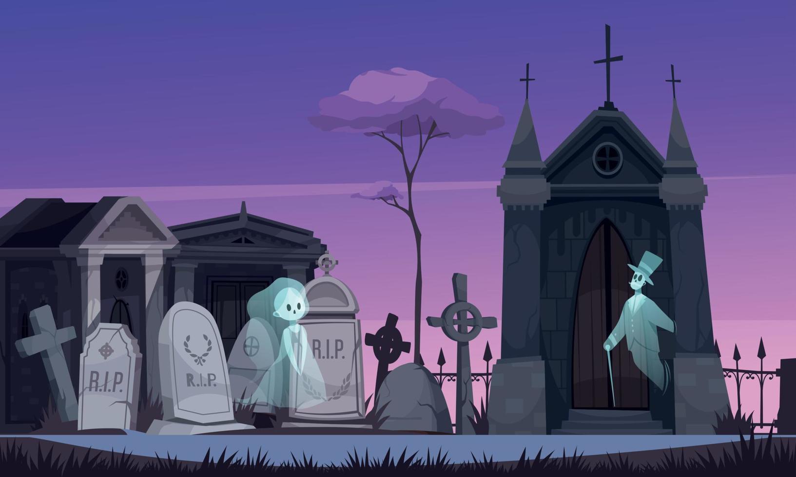 illustrazione del fantasma del cimitero vettore