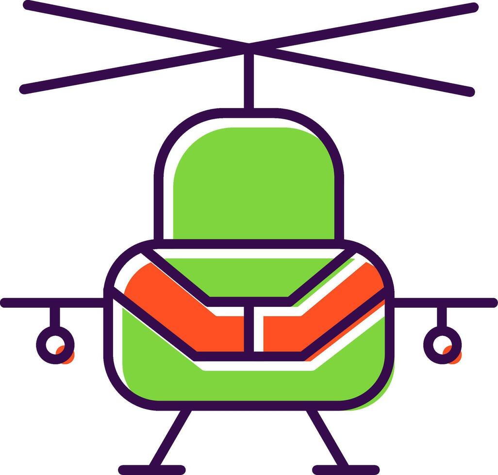 militare elicottero pieno icona vettore