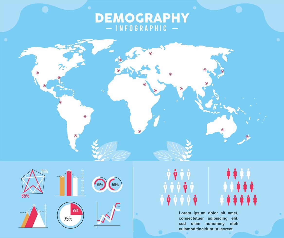 infografica demografica e pianeta vettore