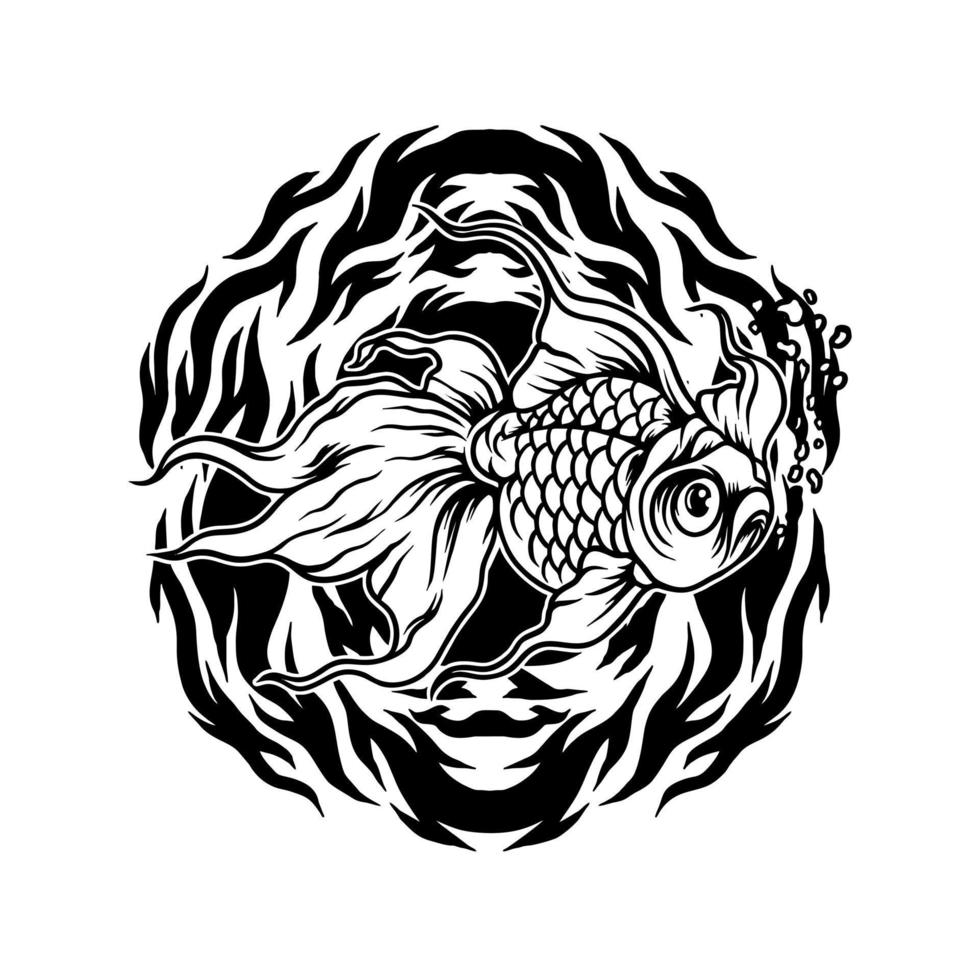 siluetta dell'illustrazione del pesce d'oro vettore