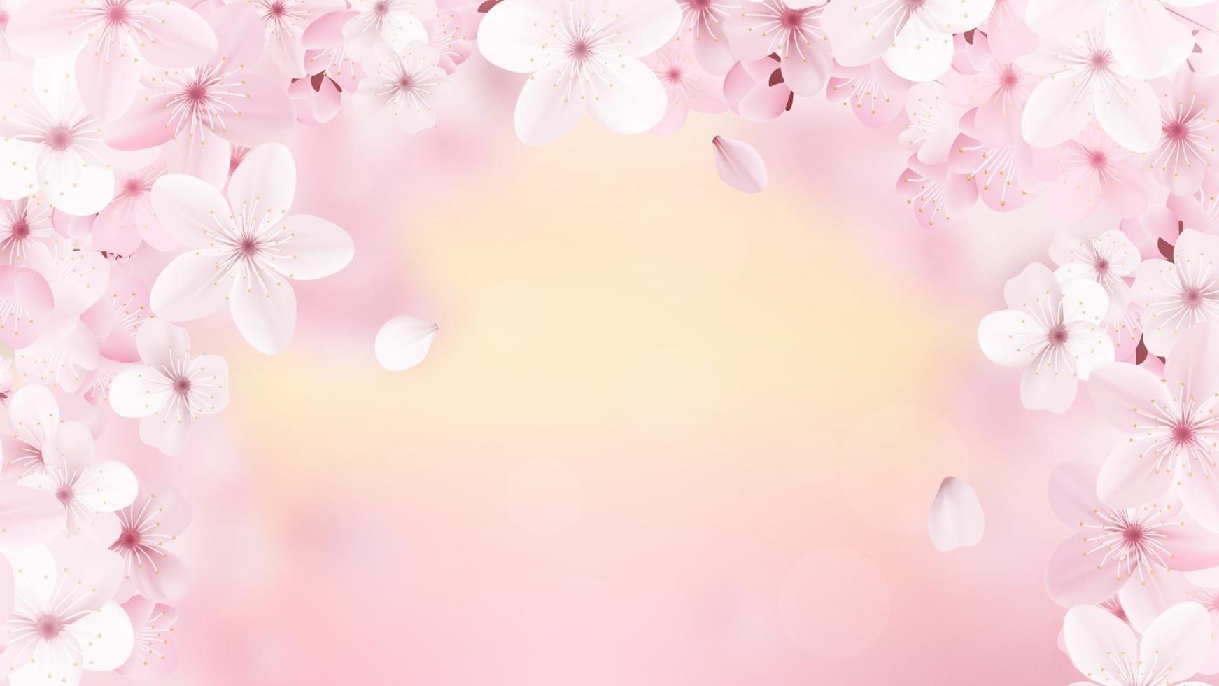 bellissima stampa con fiori di sakura rosa chiaro in fiore vettore