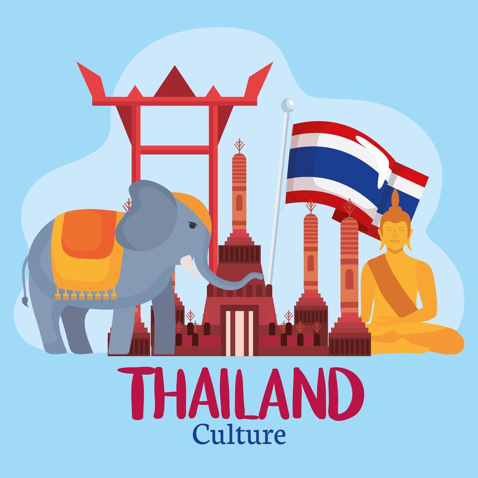 icone dell'elefante e della thailandia vettore