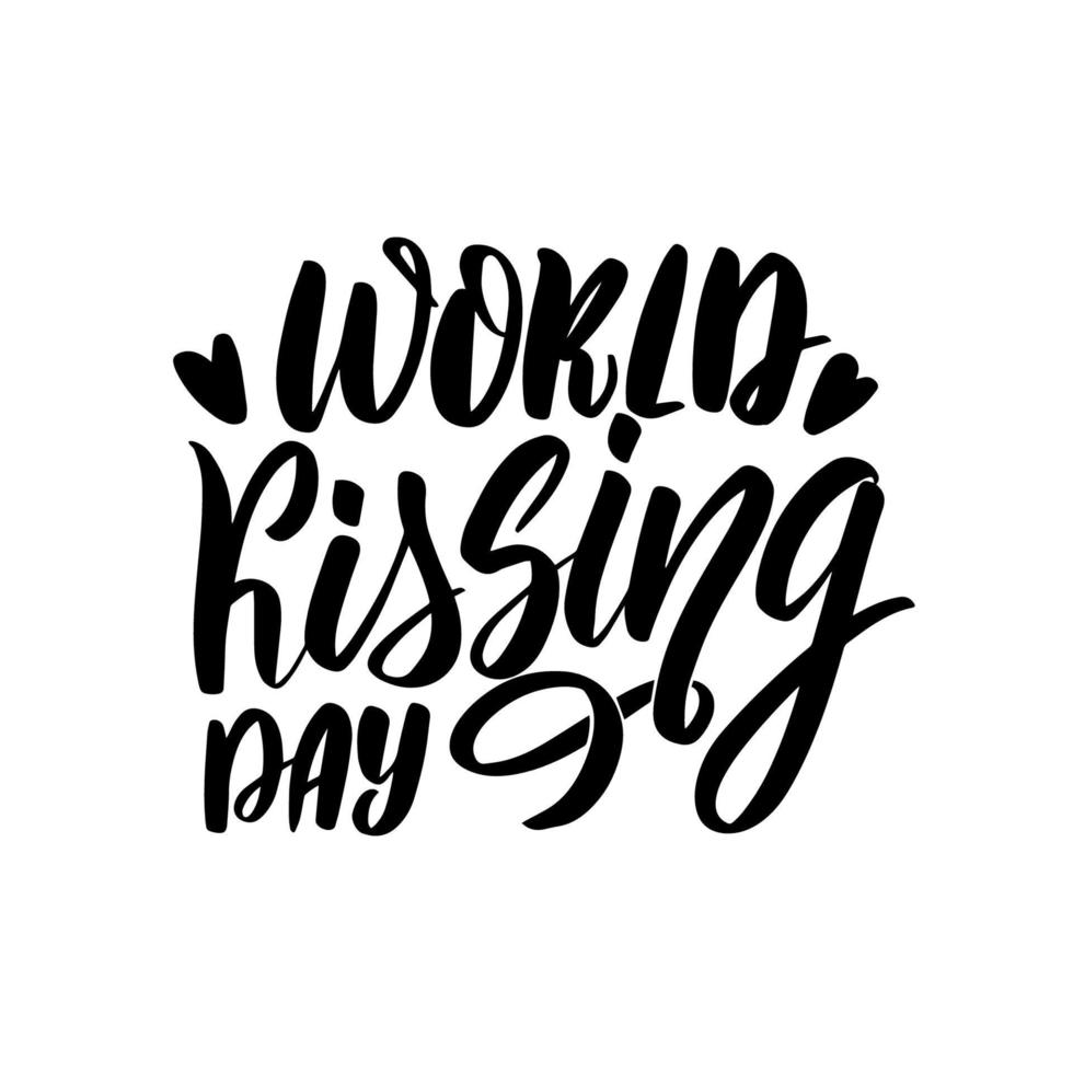 Giornata mondiale del bacio scritta a mano isolata su bianco. modello facile da modificare per poster tipografici, banner, volantini, adesivi, badge vettore