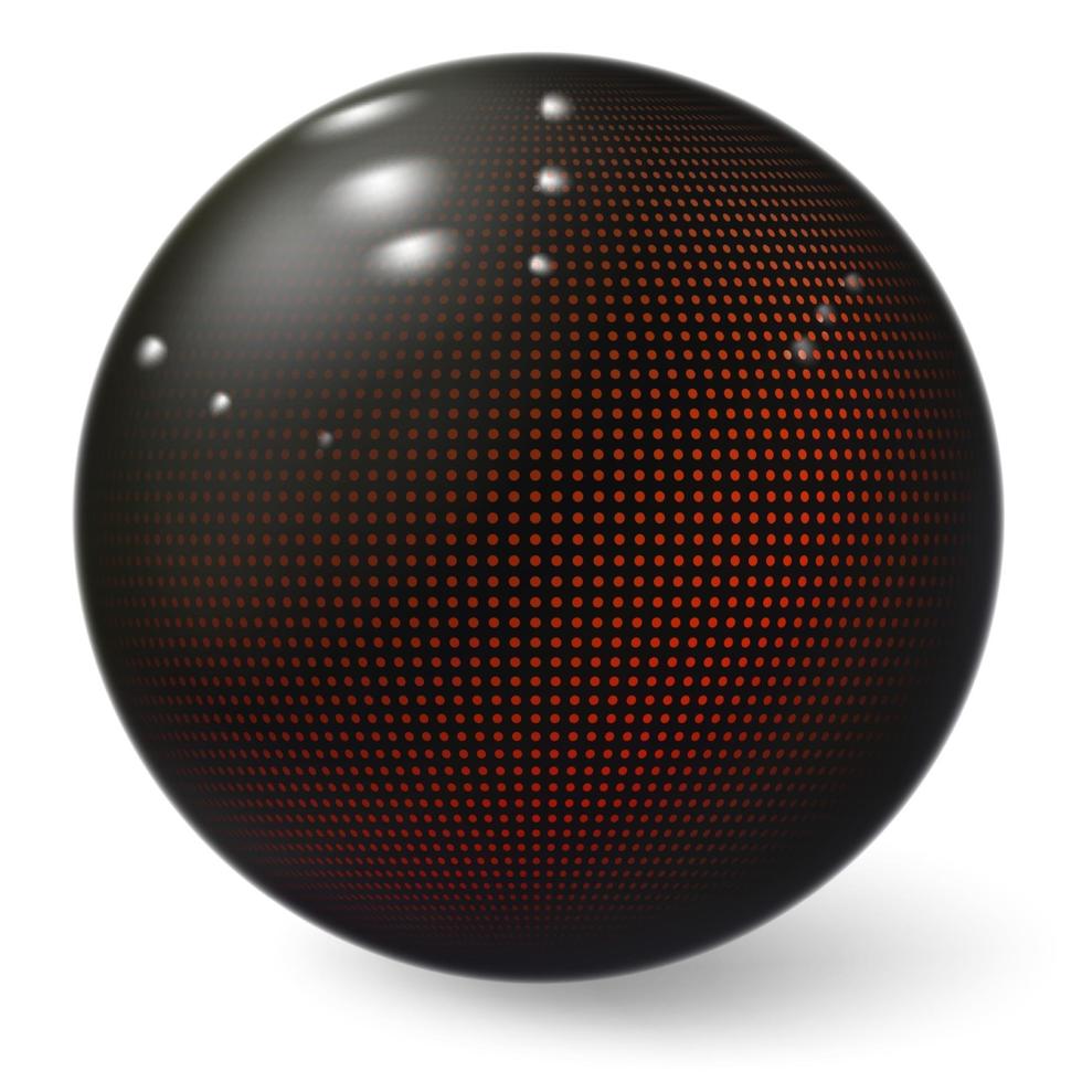 sfera 3d realistica. bolla nera. palla strutturata. vettore