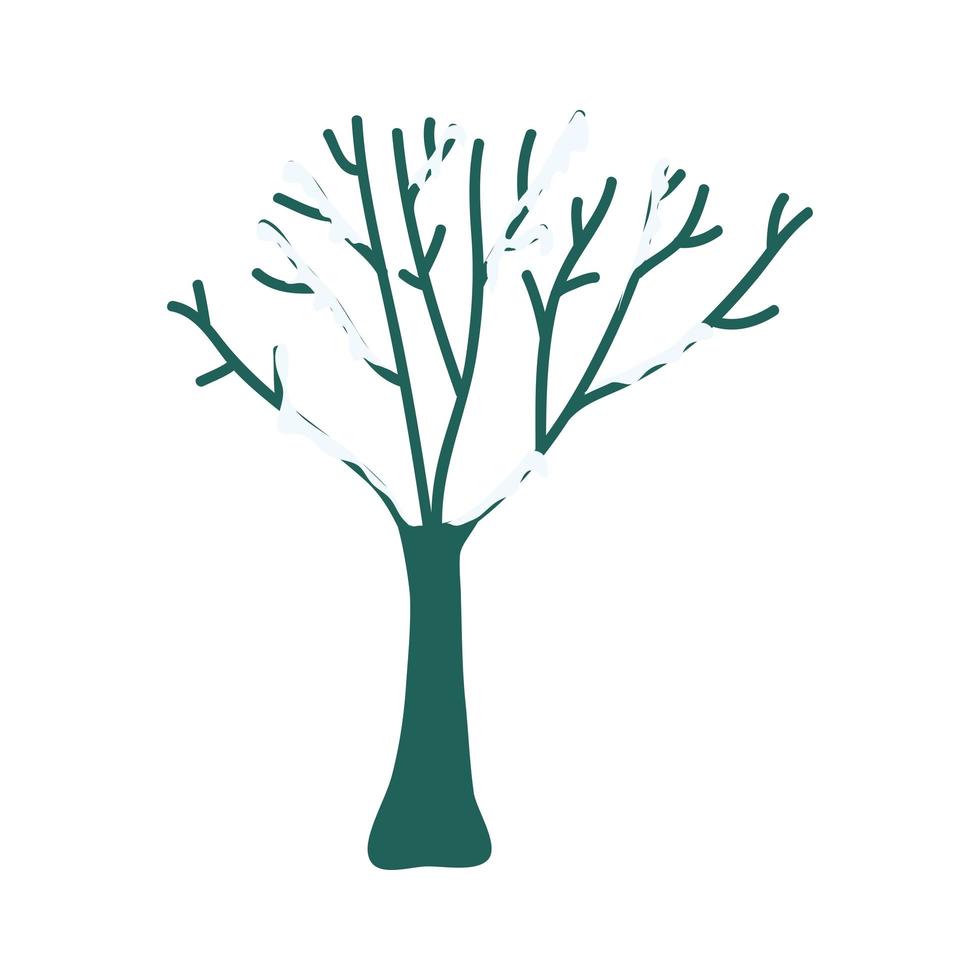albero pianta ecologia natura con neve vettore