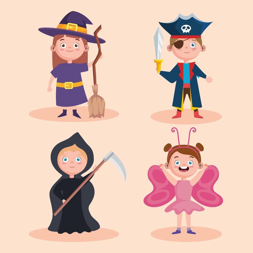 set di icone per bambini di halloween vettore