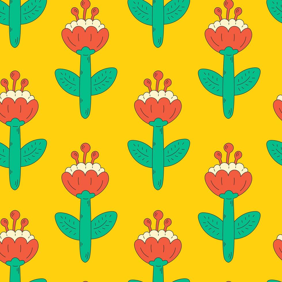 Vintage ▾ floreale senza soluzione di continuità modello con paffuto tulipani vettore