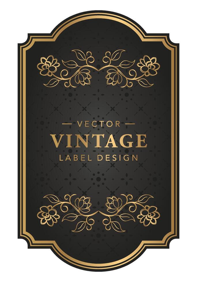 lusso Vintage ▾ etichetta vino, nozze invito, nero e oro Vintage ▾ vettore modello