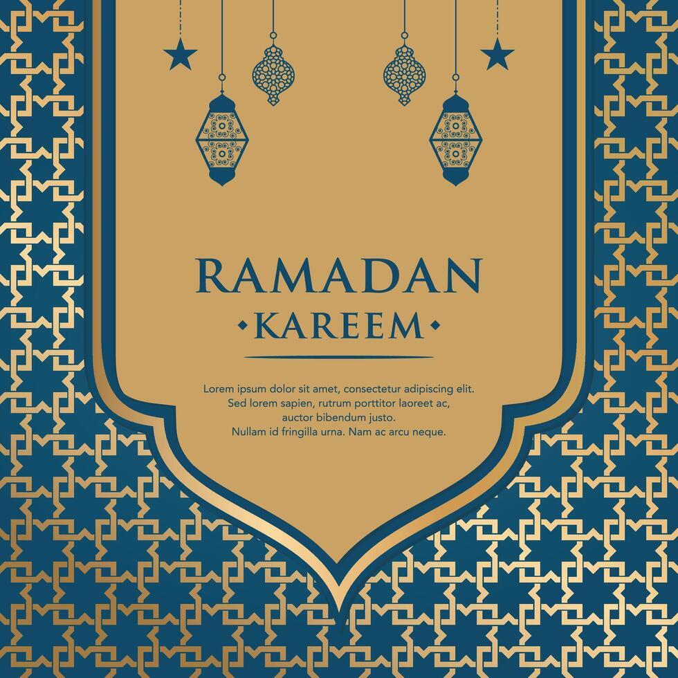islamico Ramadan kareem eid mubarak Arabo lusso ornamentale sfondo con islamico modello e decorativo ornamento telaio vettore