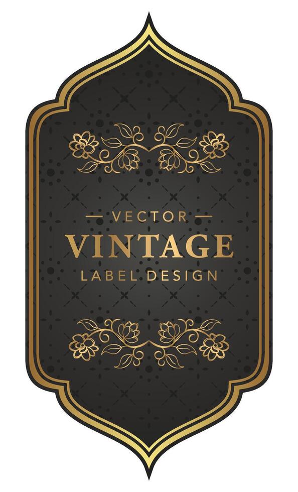 lusso Vintage ▾ etichetta vino, nozze invito, nero e oro Vintage ▾ vettore modello
