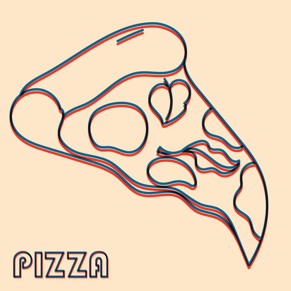 Pizza. vettore illustrazione con risografo Stampa effetto