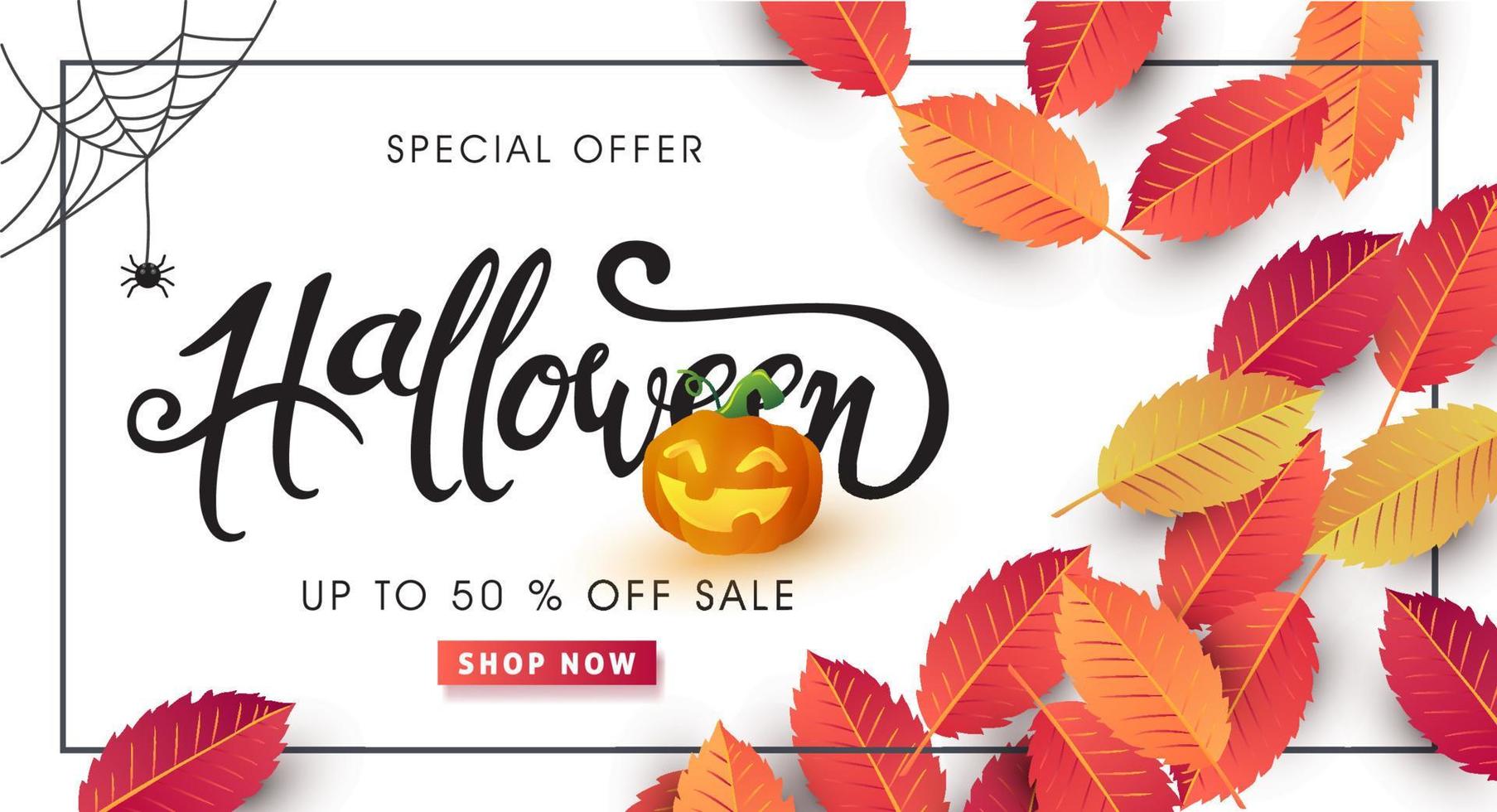 modello di banner pubblicitario di promozione vendita felice halloween vettore