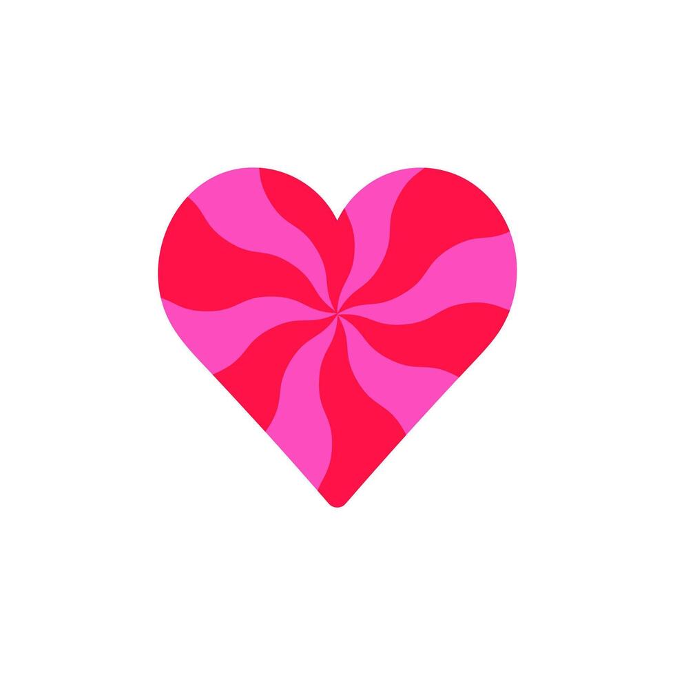cuore forma con un' turbine di rosa e rosso strisce dentro. piatto vettore colore illustrazione isolato su bianca sfondo.