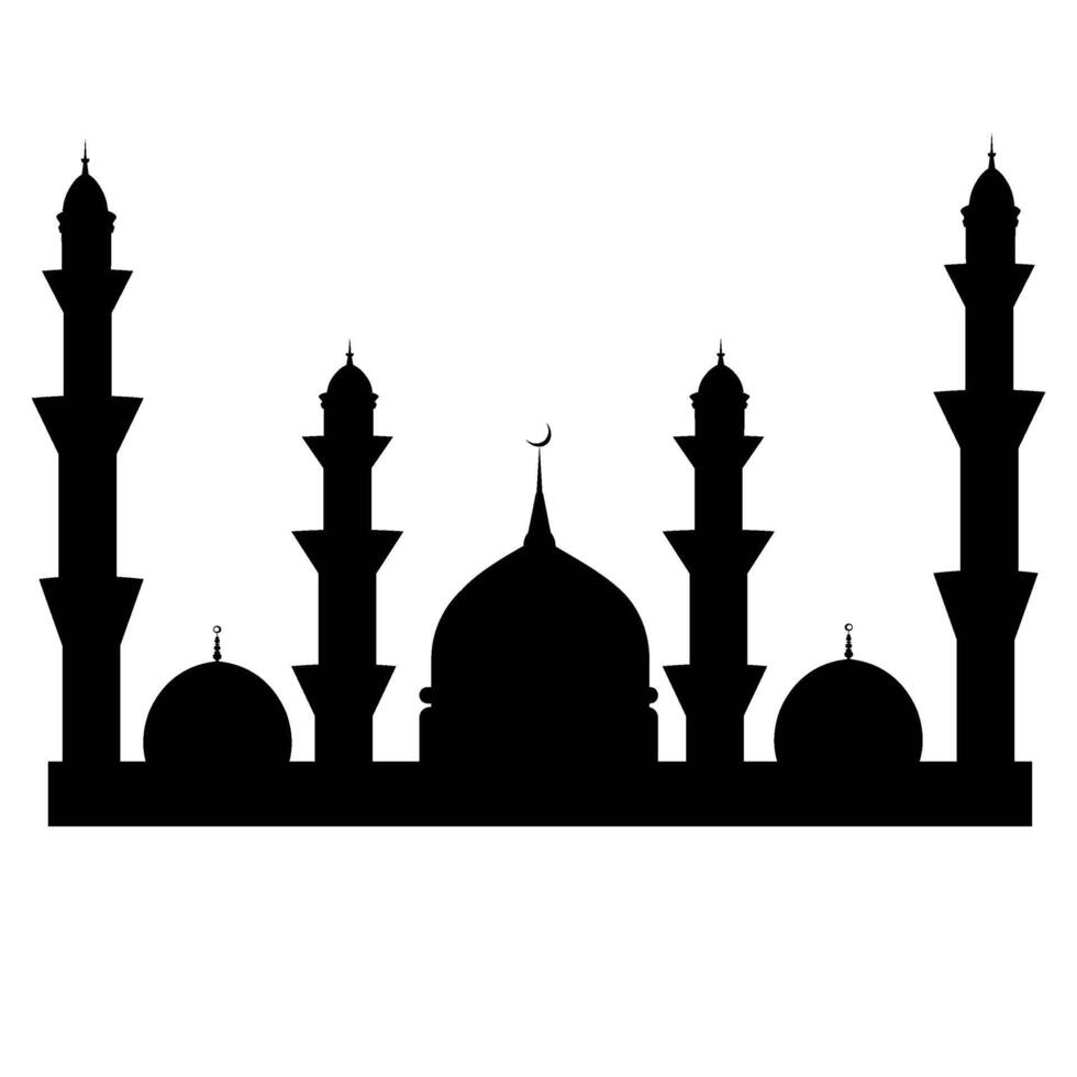 Luna moschea sillhouette vettore illustrazione
