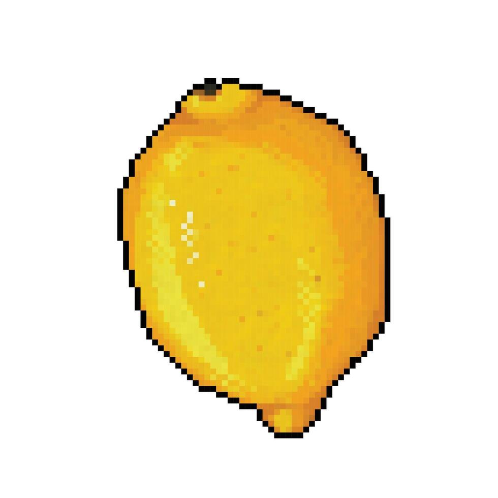 giallo crudo uno singolo Limone agrume frutta. pixel arte retrò Vintage ▾ video gioco po vettore illustrazione. semplice piatto disegno isolato su piazza bianca sfondo.