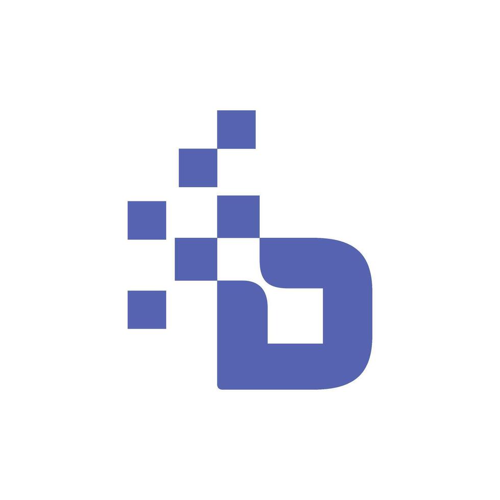 lettera d digitale tecnologia logo vettore