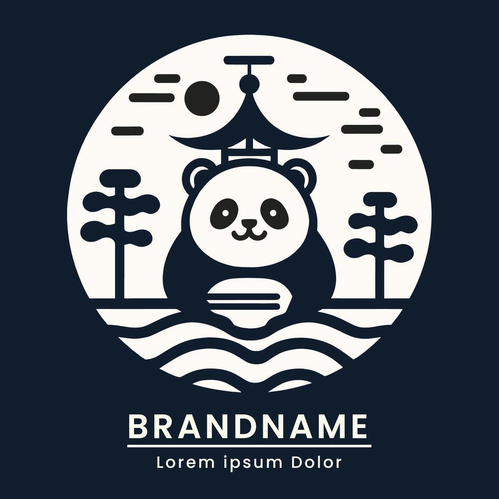 panda e ristorante logo moderno semplice stile carino il branding ristorante vettore