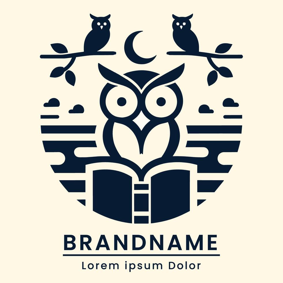 moderno gufo formazione scolastica logo vettore design con gufo lettura il libro nel davanti singolo colore nel cerchio per moderno il branding