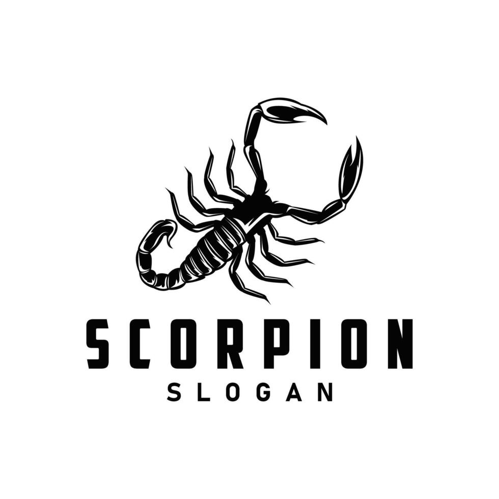 scorpione logo identità design Vintage ▾ retrò semplice nero silhouette modello velenoso foresta animale vettore