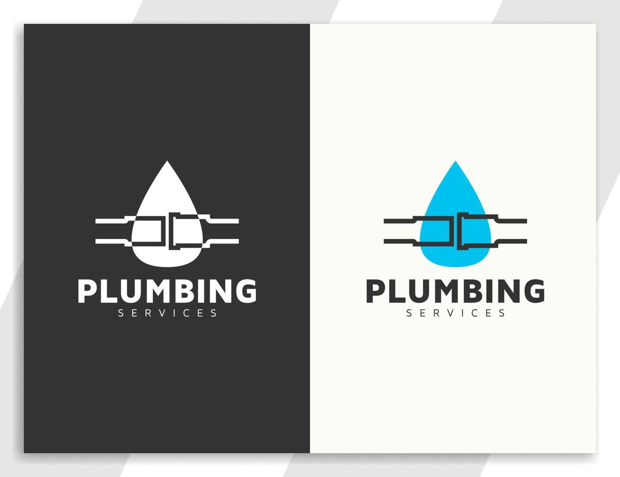 logo dei servizi idraulici con il concetto di simbolo di tubo e goccia d'acqua vettore
