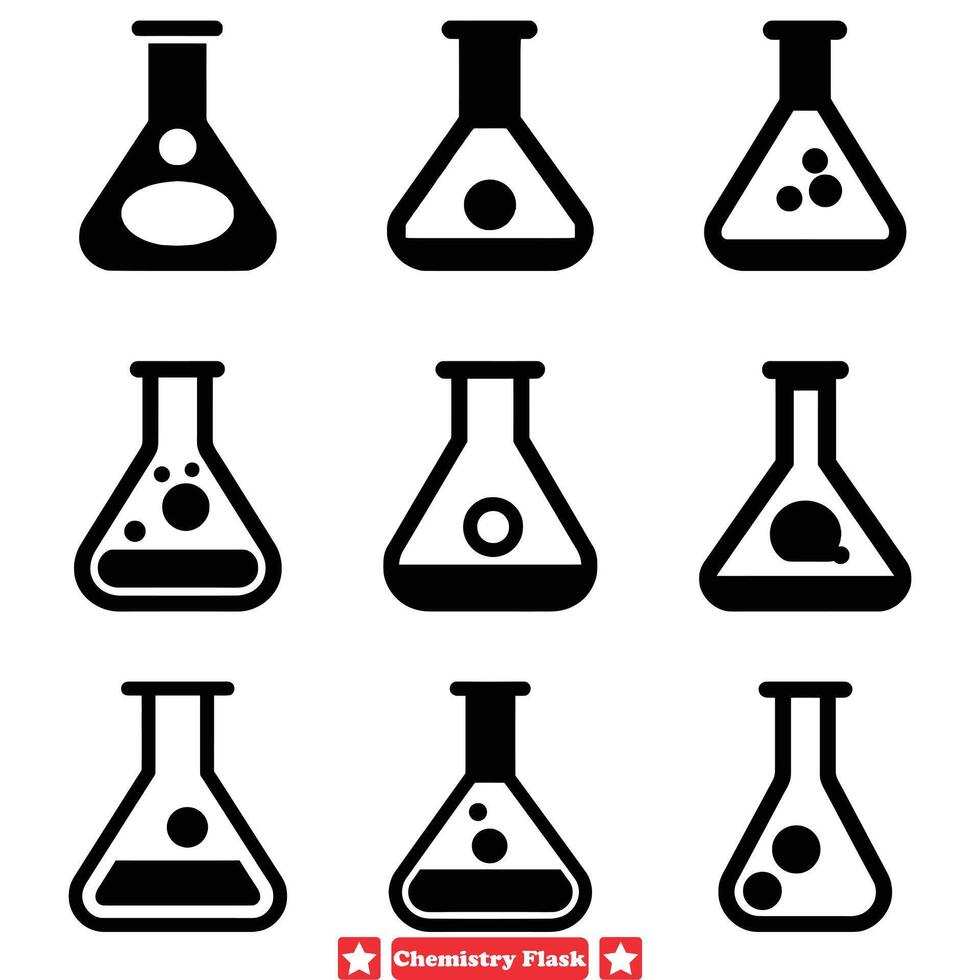 ai generato chimica sperimentare borraccia vettore impostato scientifico illustrazione essenziali