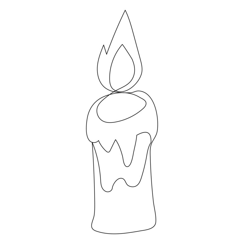 continuo linea disegno candela vettore illustrazione design colorazione pagina per bambini bianca Halloween candele vettore illustrazione,