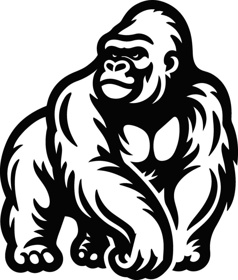 cartone animato gorilla vettore illustrazione su bianca sfondo. comico libro stile ruggente gorilla.