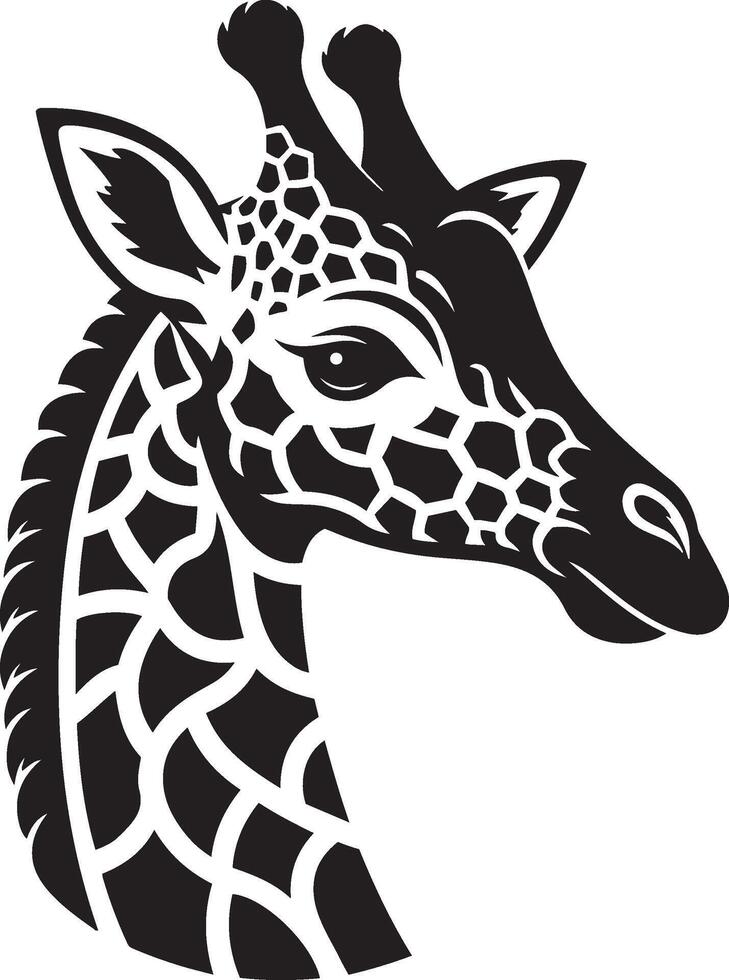 giraffa testa vettore icona nel piatto nero colore isolato su bianca sfondo.