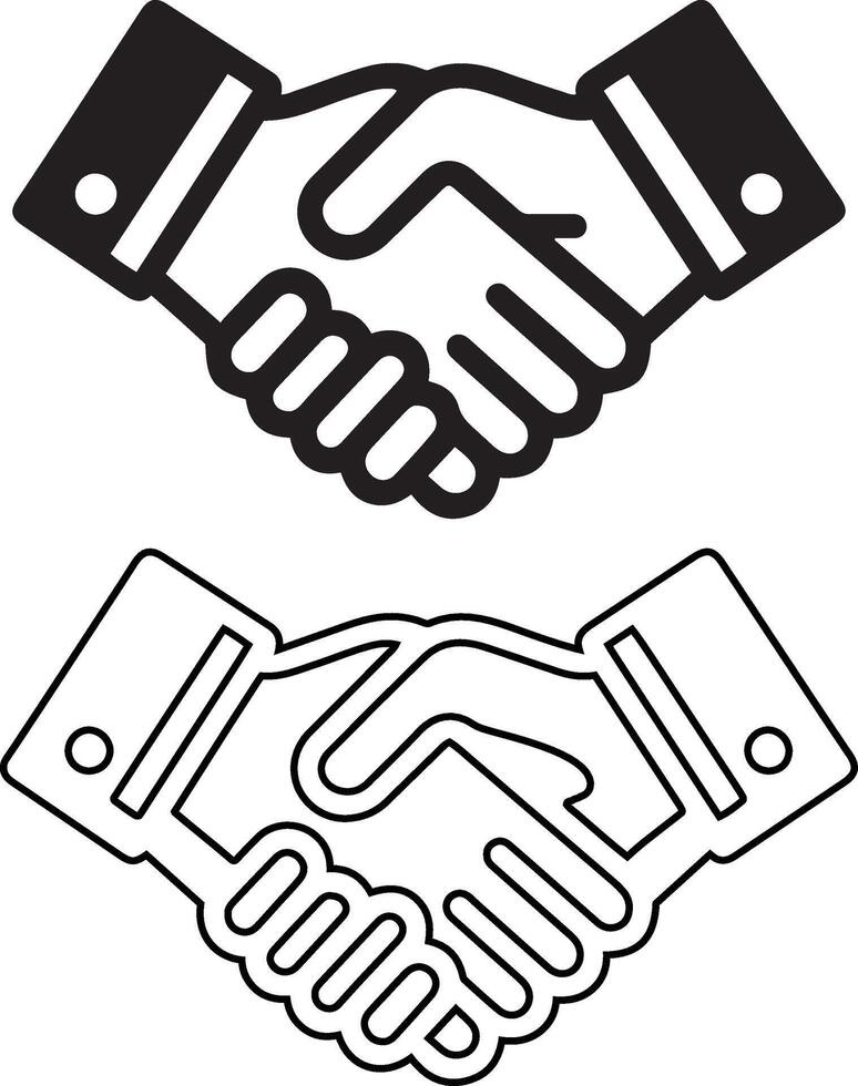 stretta di mano vettore linea icona design illustrazione su un' bianca sfondo. attività commerciale accordo stretta di mano o amichevole stretta di mano linea arte simbolo per applicazioni e siti web.