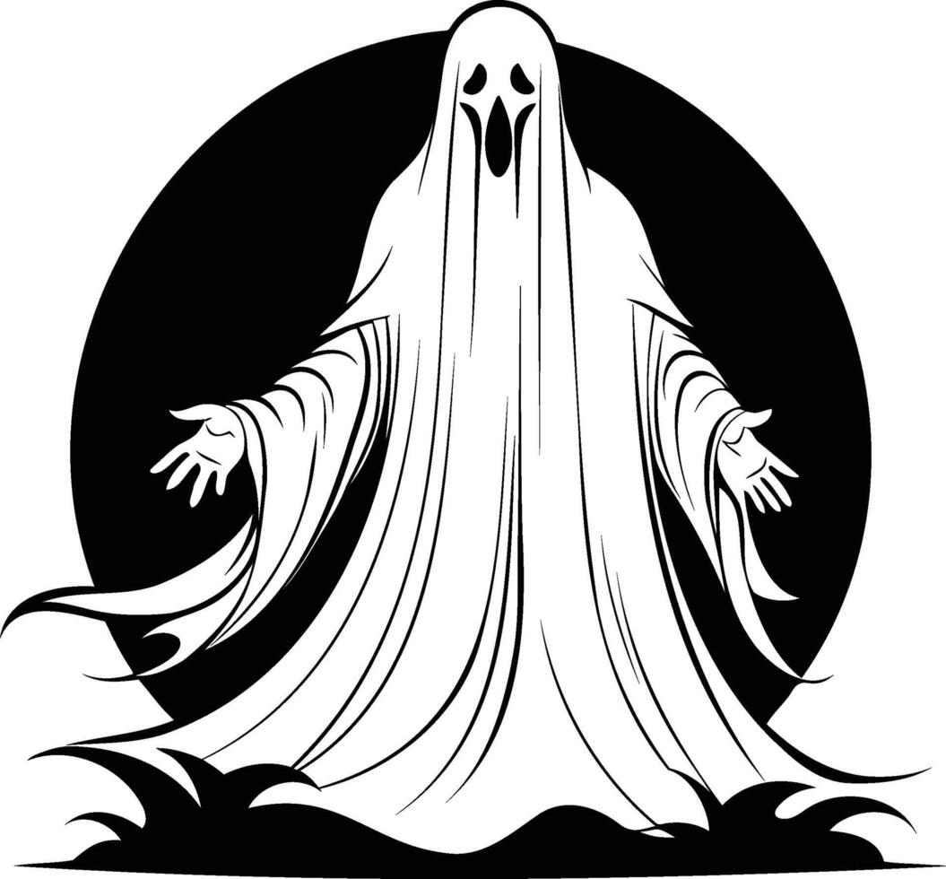 raccapricciante holloween fantasma pauroso icona arte, sinistro, allarmante, demone vettore