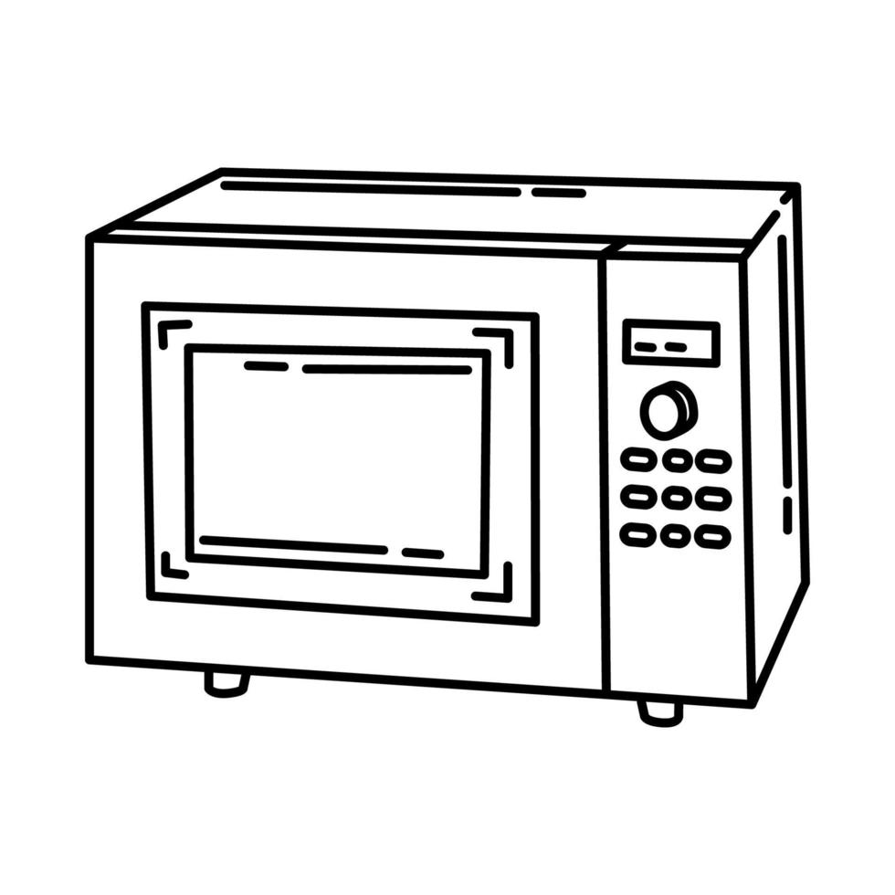 icona del forno a microonde. scarabocchiare lo stile dell'icona disegnato a mano o contorno vettore