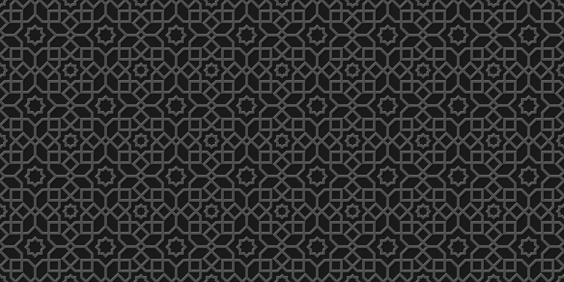 sfondo islamico nero, motivo arabo, stile intagliato vettore