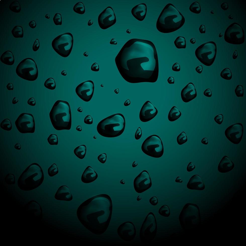 gocce d'acqua su sfondo scuro, stile vettoriale 3d