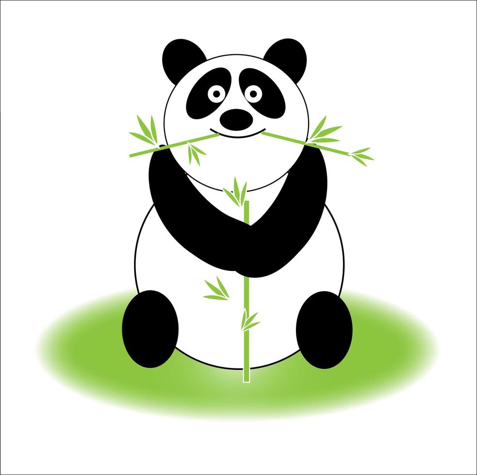 panda carino mangia bambù vettore