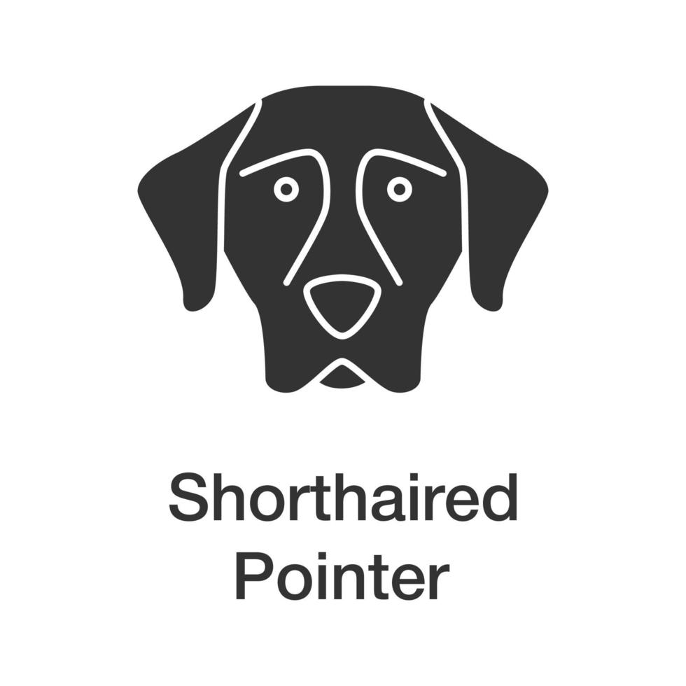 icona del glifo con puntatore tedesco a pelo corto. razza di cane da caccia. simbolo di sagoma. spazio negativo. illustrazione vettoriale isolato