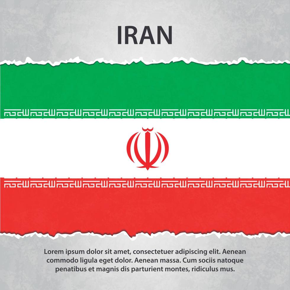 bandiera iraniana su carta strappata vettore