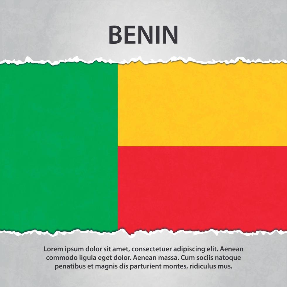 bandiera del Benin su carta strappata vettore