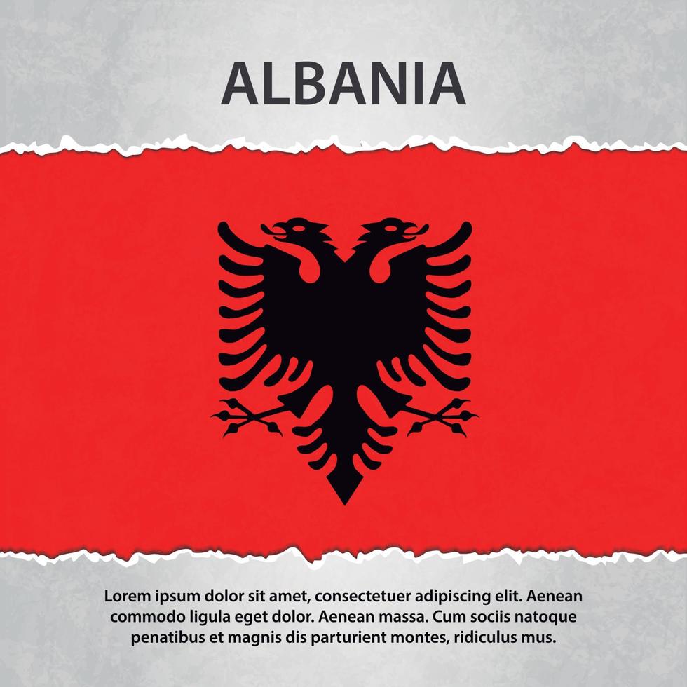 bandiera dell'albania su carta strappata vettore