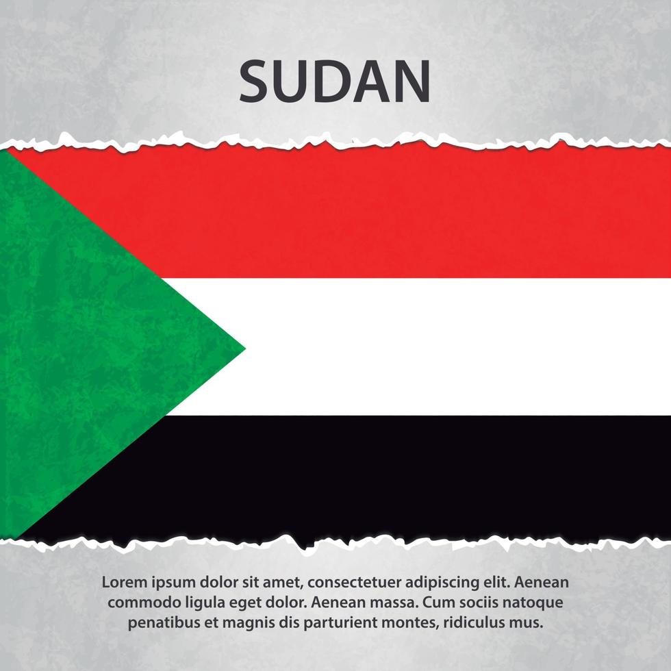 bandiera del sudan su carta strappata vettore