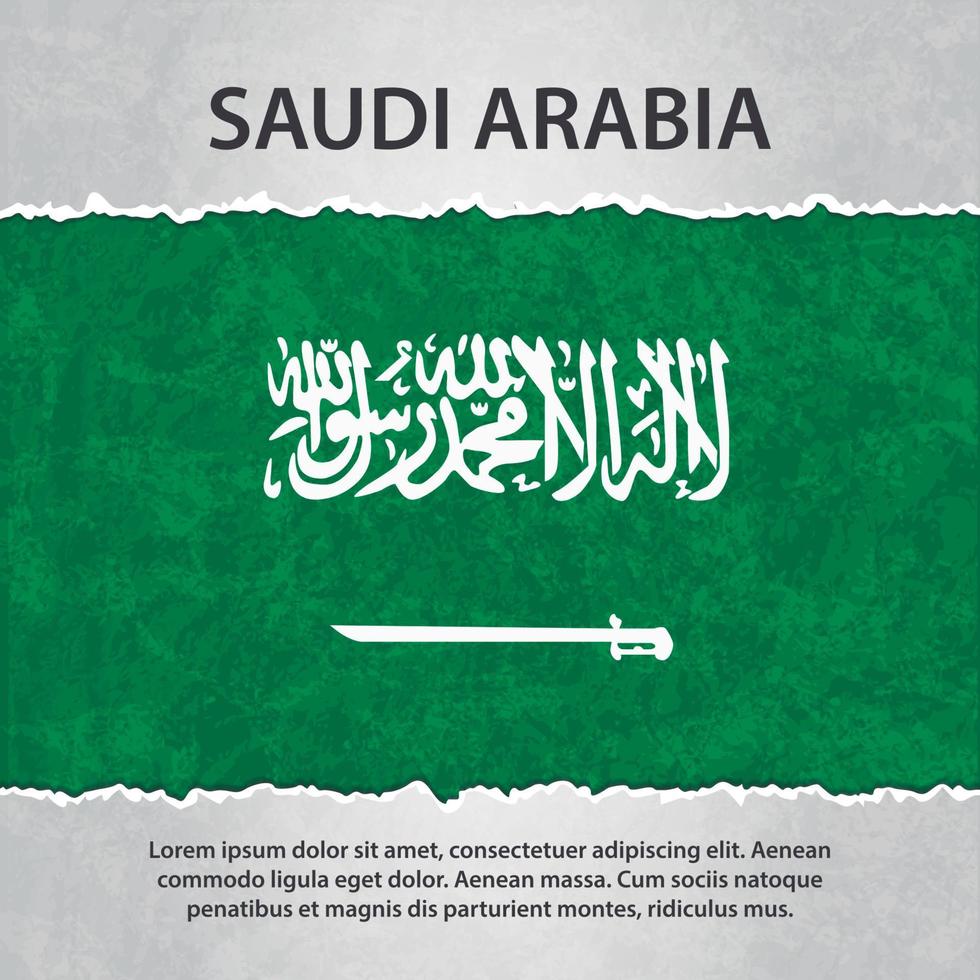 bandiera dell'arabia saudita su carta strappata vettore