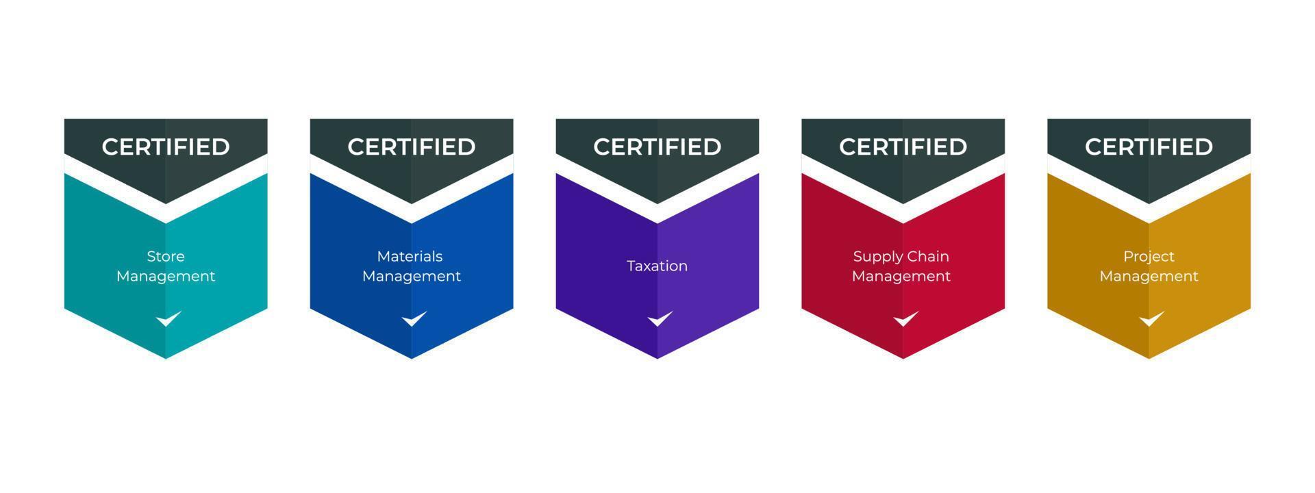 illustrazione vettoriale modello di progettazione distintivo logo certificato. certificati utilizzati per indicare il ruolo professionale di una persona o per designare l'appartenenza a una società professionale